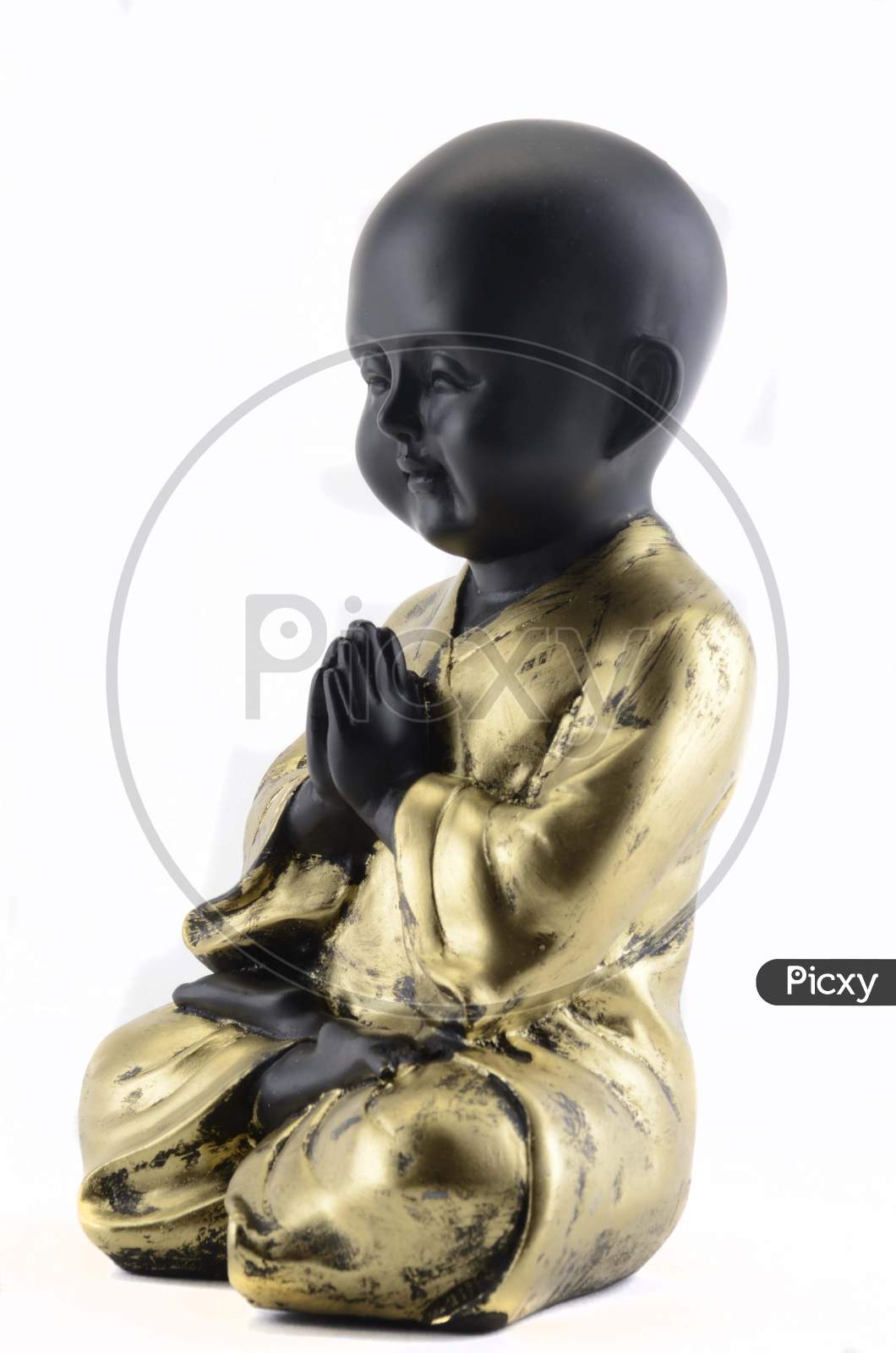 Chinese Boy Action Figure With Namaste Gesture Or Welcoming Gesture Over An Isolated White background