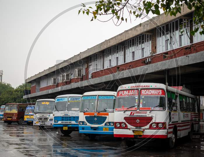 Roadways buses at Inter State Bus Terminus ISBT, sector 17 chandigarh