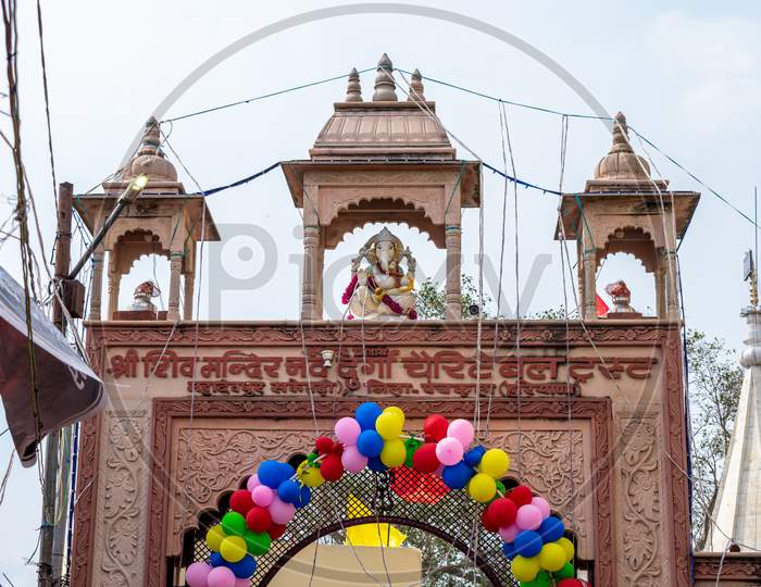 Decorated Saketri Shiv Mandir on the day of Maha Shivratri, Panchkula haryana