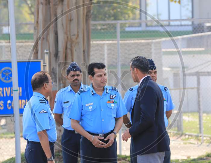 Indian Air Force Officers Assembled At an Air Base