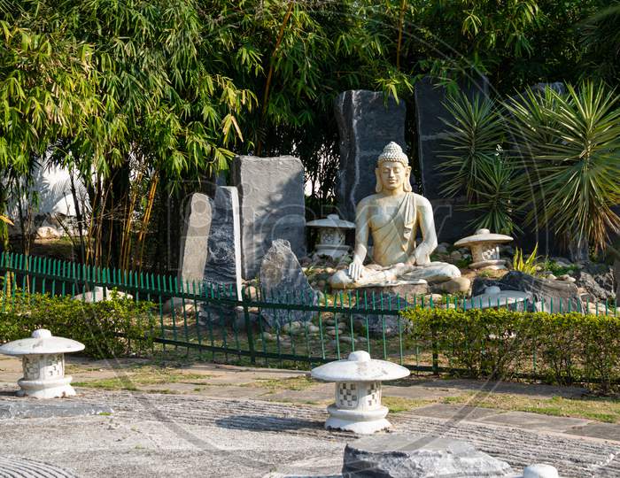 Buddha statue at Japanese Garden chandigarh