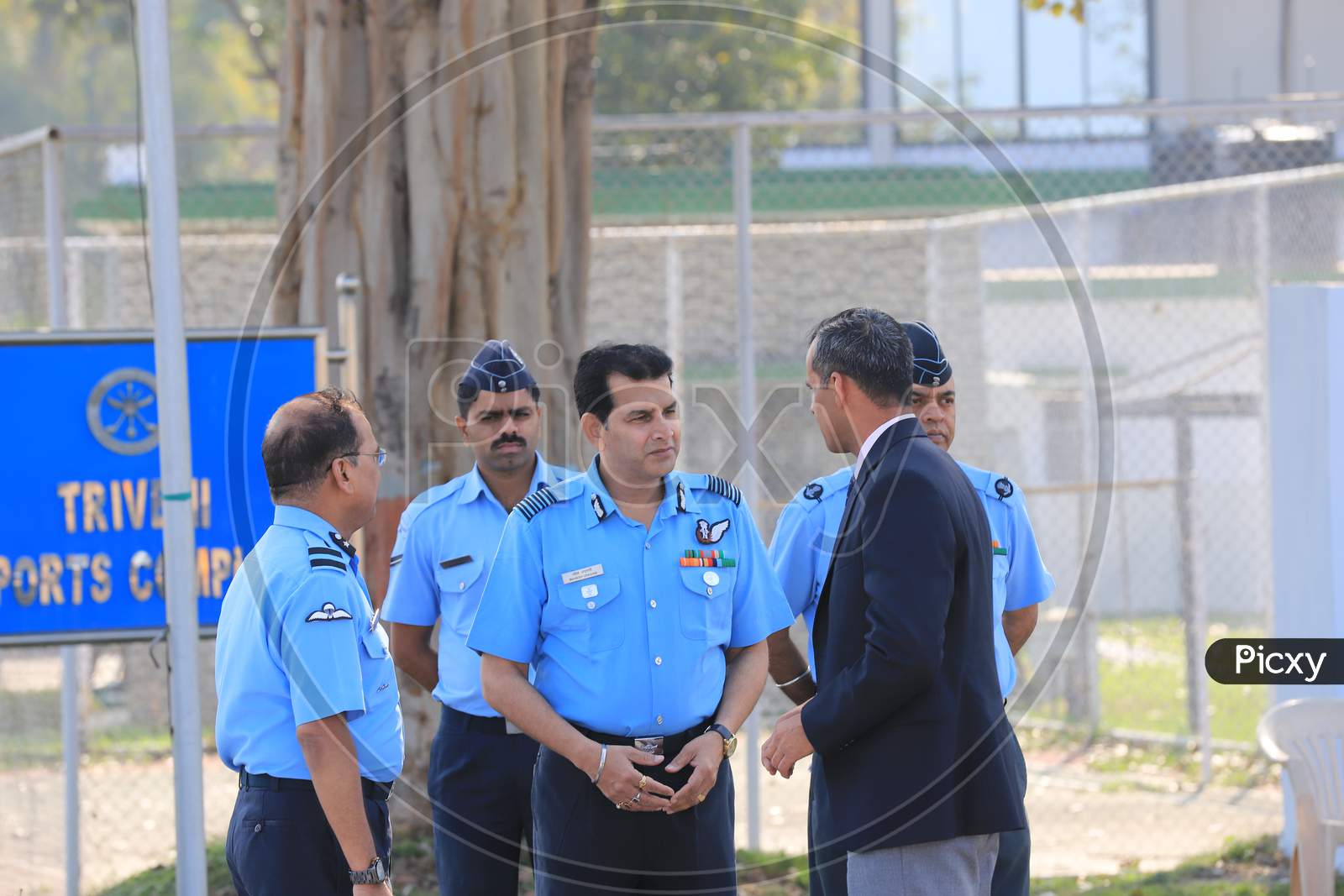 Indian Air Force Officers Assembled At an Air Base