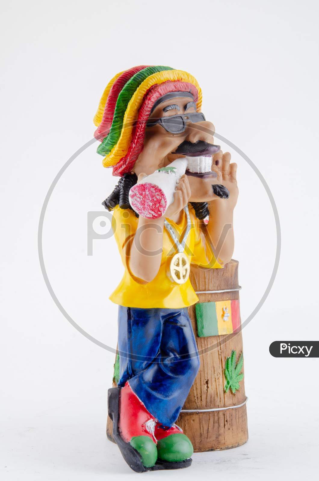 Action Figure or A Toy With  Things Holder Over an Isolated White Background