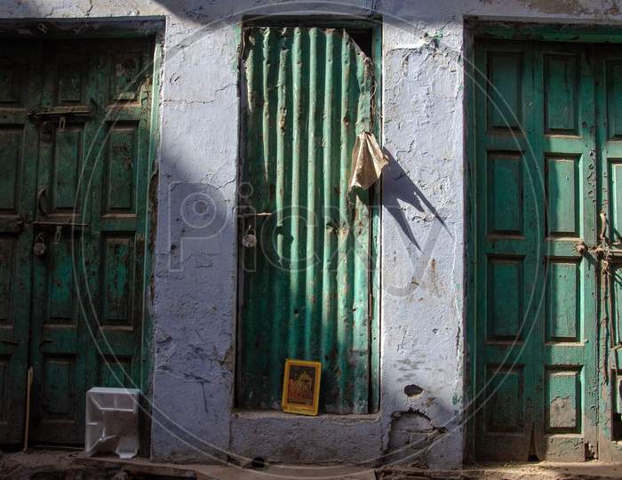 Retro Wooden Doors in the streets of Delhi
