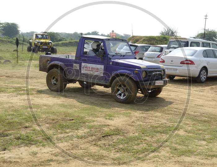 View of Jeep in the arena of rally race