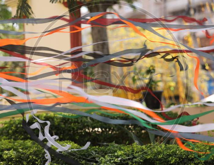 Decorative Papers Flying In a Garden
