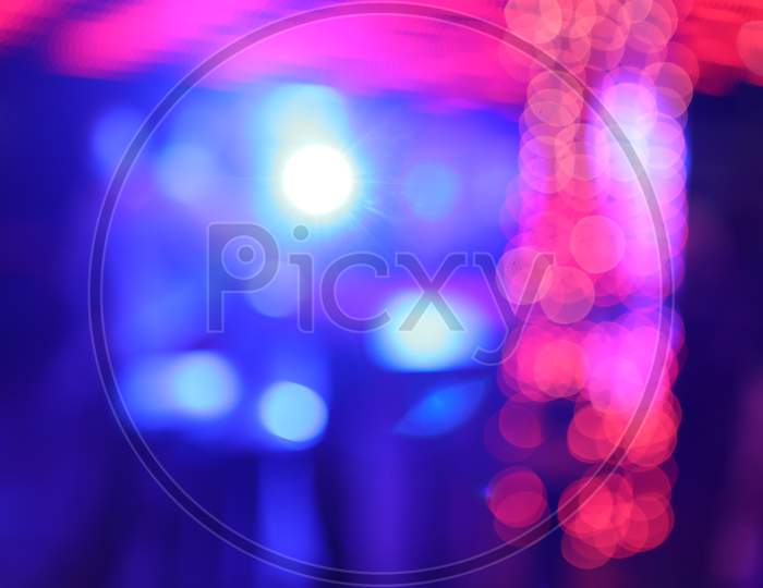 Bokeh Background Of  Neon Lights In an Pub