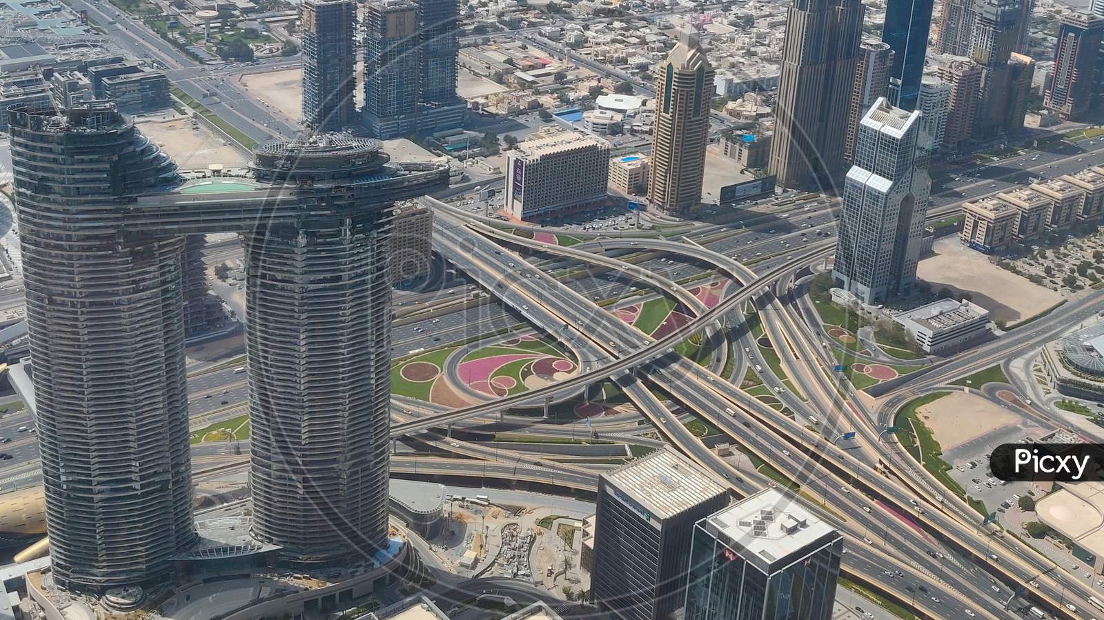 Arial Cityscape View from Burj Khalifa 124th Floor