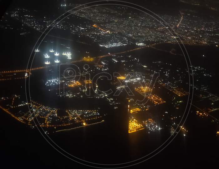 Dubai Night Aerial View