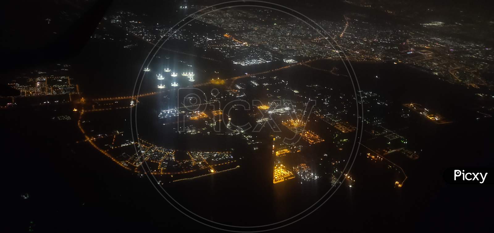 Dubai Night Aerial View