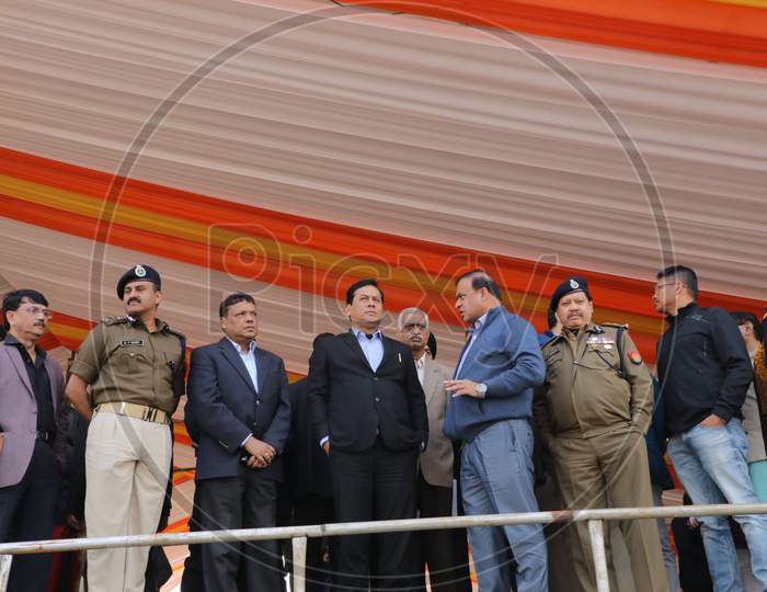 Assam Chief Minister Sarbananda Sonowal inspecting the venue of Prime Minister Narendra Modi's programme to be held on 7th Feb, 2020