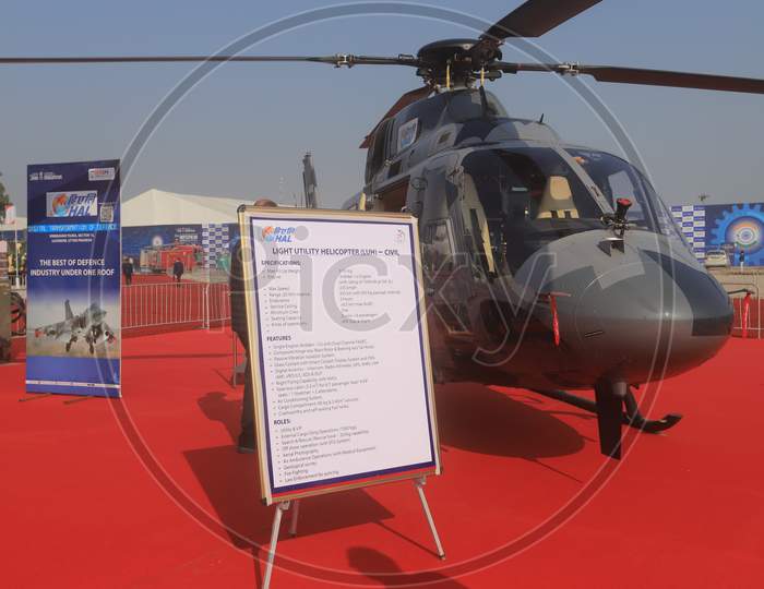 Light Utility Helicopter Designed By HAL At Defence  Expo a Flagship Event DefExpo 2020 By Ministry Of Defence ,Government Of India At Lucknow, Uttar Pradesh