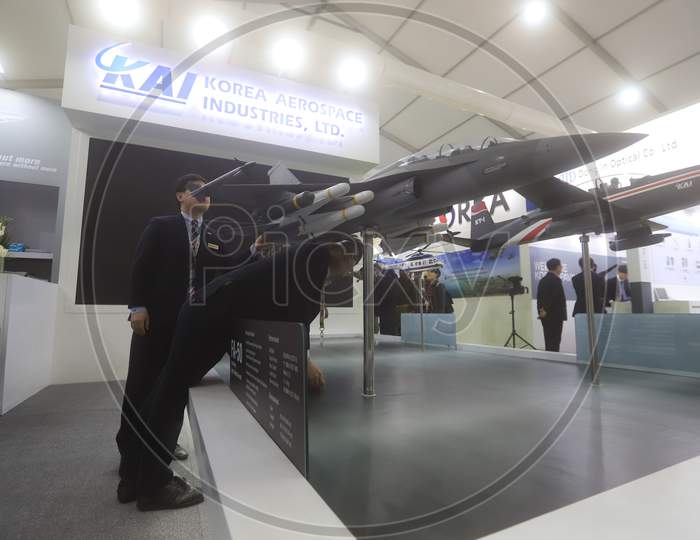 Fighter Jet Models By Korea Aerospace Industries KAI   At Defence  Expo a Flagship Event DefExpo 2020 By Ministry Of Defence ,Government Of India At Lucknow, Uttar Pradesh