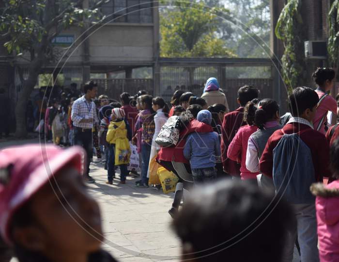 Indian School students standing in a line