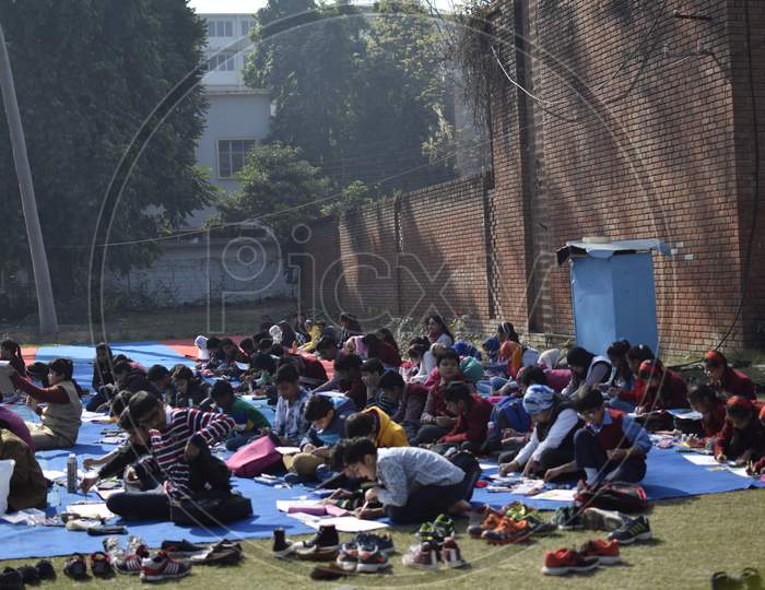 A Morning drawing class in Shantiniketan World School, Delhi