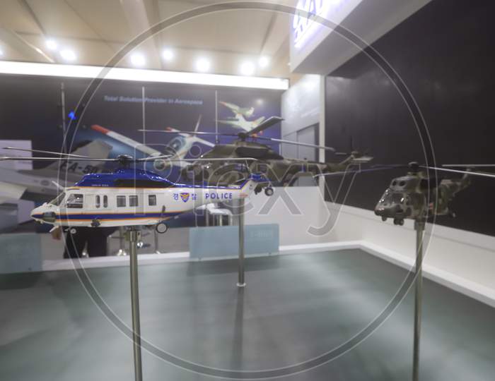 Helicopter Model Designs In Display   By Korea Aerospace Industries KAI   At Defence  Expo a Flagship Event DefExpo 2020 By Ministry Of Defence ,Government Of India At Lucknow, Uttar Pradesh