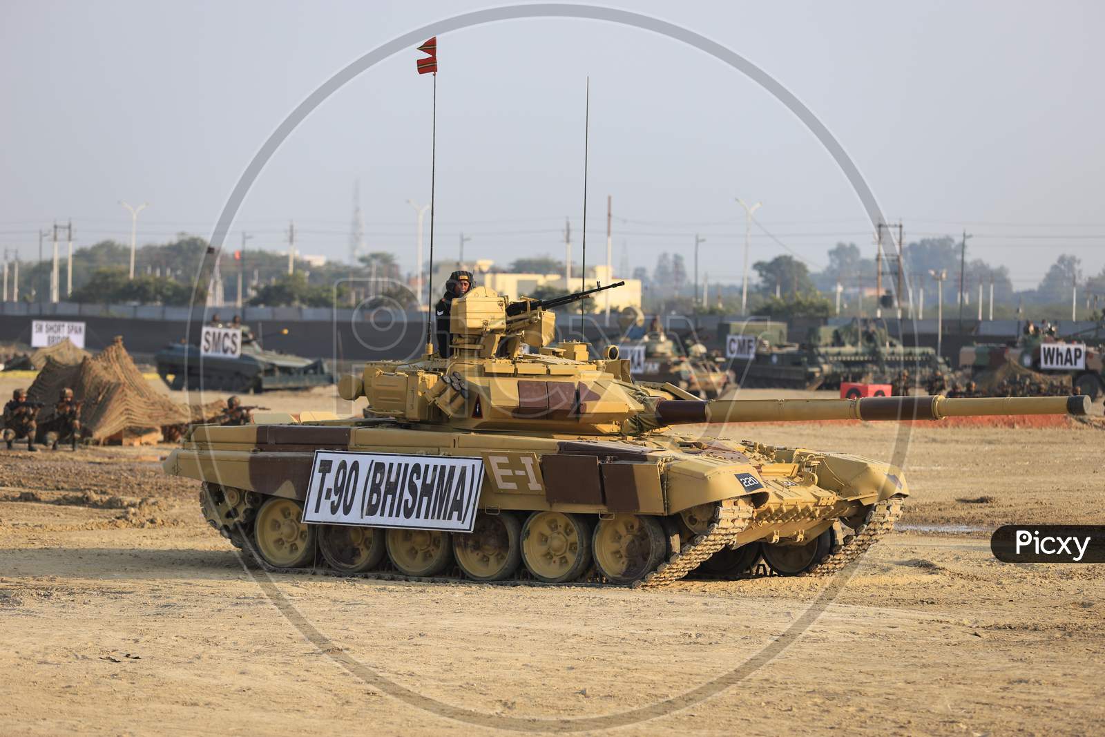 Indian Military Heavy Artillery  Truck Or Tanks Bhishma  at Defence Expo Event DefExpo 2020 In Lucknow , Uttar Pradesh