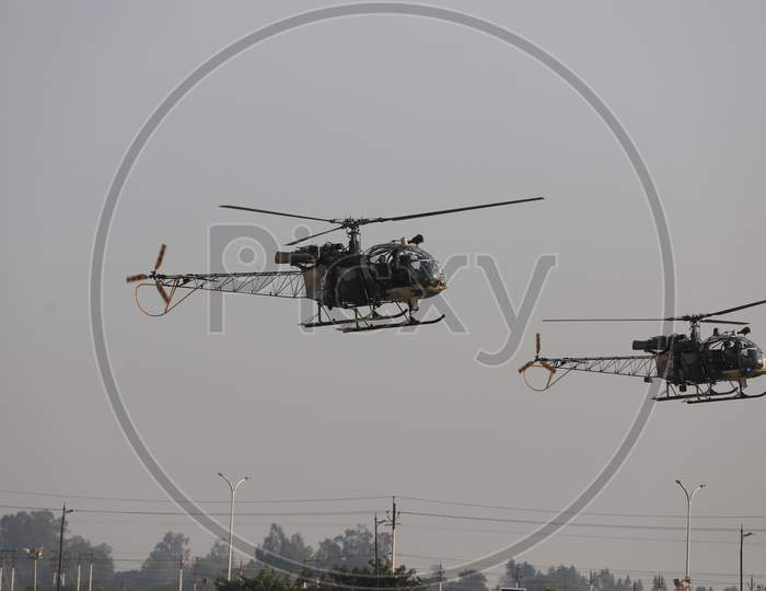 Indian Air Force  Light Combat Helicopter  Demonstration   at Defence Expo Event DefExpo 2020 in Lucknow , Uttar Pradesh