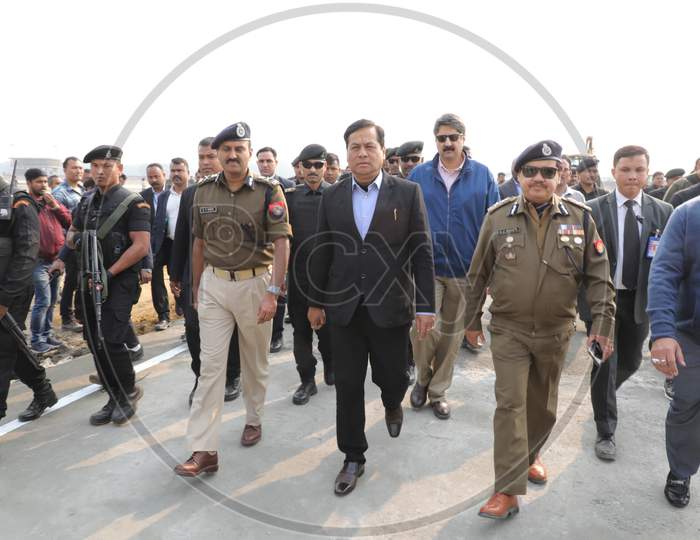 Assam Chief Minister Sarbananda Sonowal inspecting the venue of Prime Minister Narendra Modi's programme to be held on 7th Feb, 2020