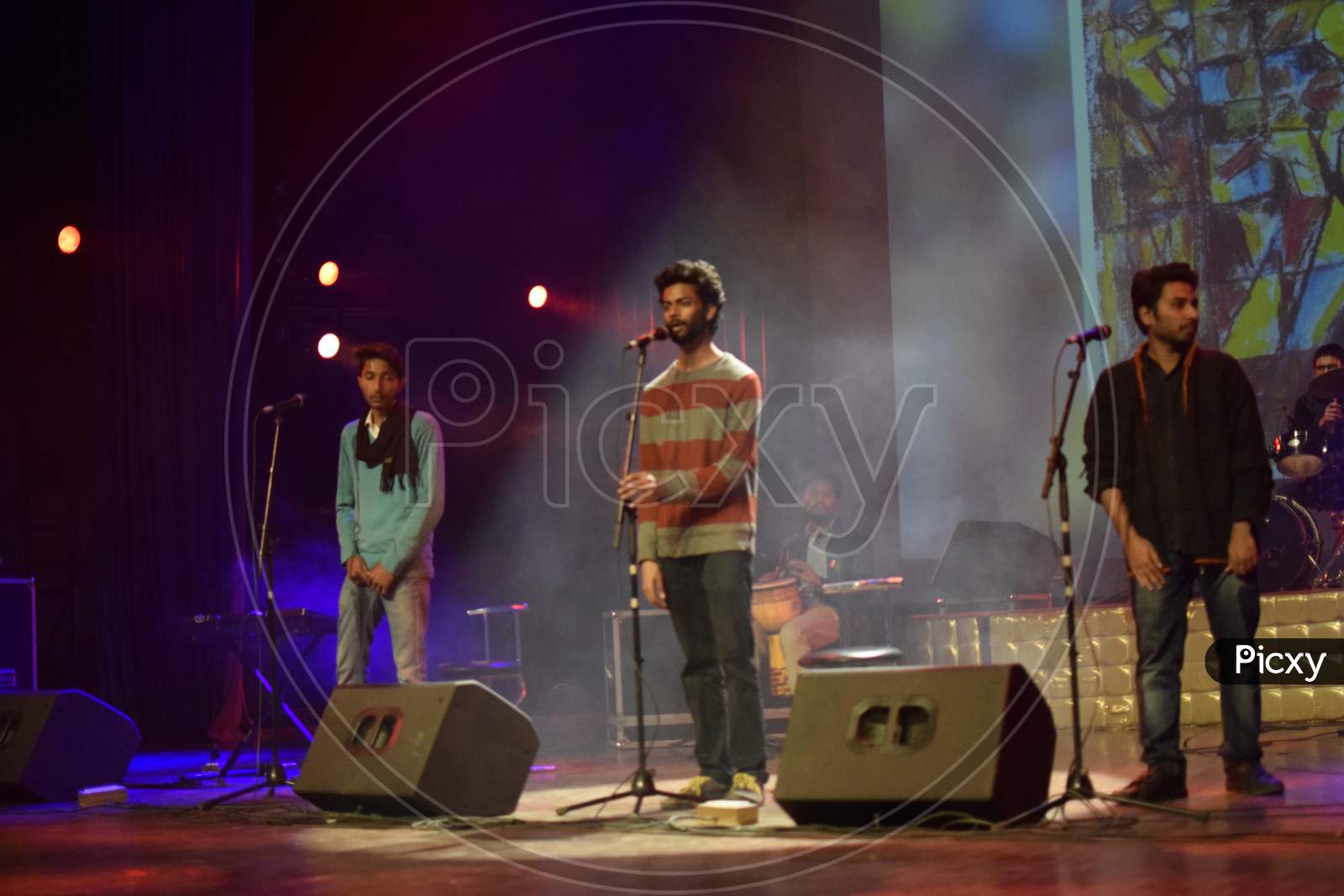 Jawaharlal Nehru University, Delhi students during a live performance on stage