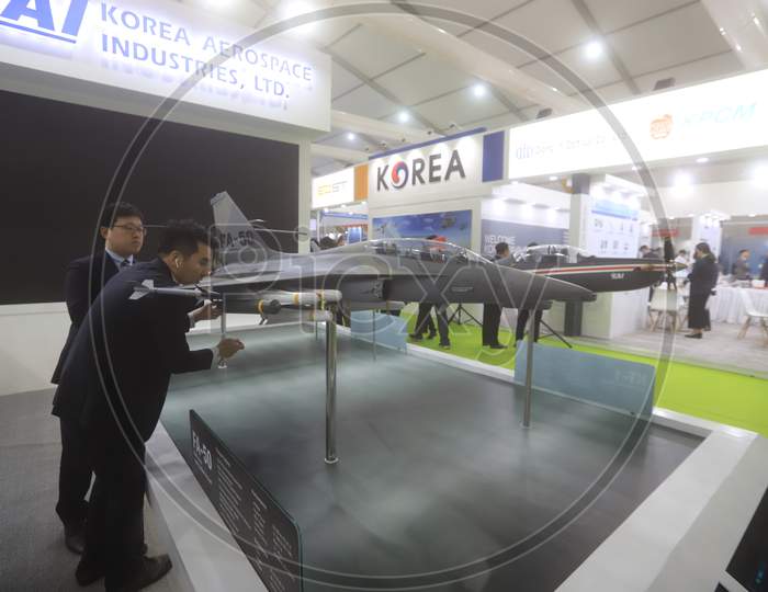 Fighter Jet Models By Korea Aerospace Industries KAI   At Defence  Expo a Flagship Event DefExpo 2020 By Ministry Of Defence ,Government Of India At Lucknow, Uttar Pradesh