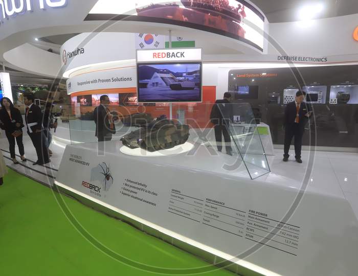 Missiles Tankers Built By Hanwha  In Display At   Defence  Expo a Flagship Event DefExpo 2020 By Ministry Of Defence ,Government Of India At Lucknow, Uttar Pradesh
