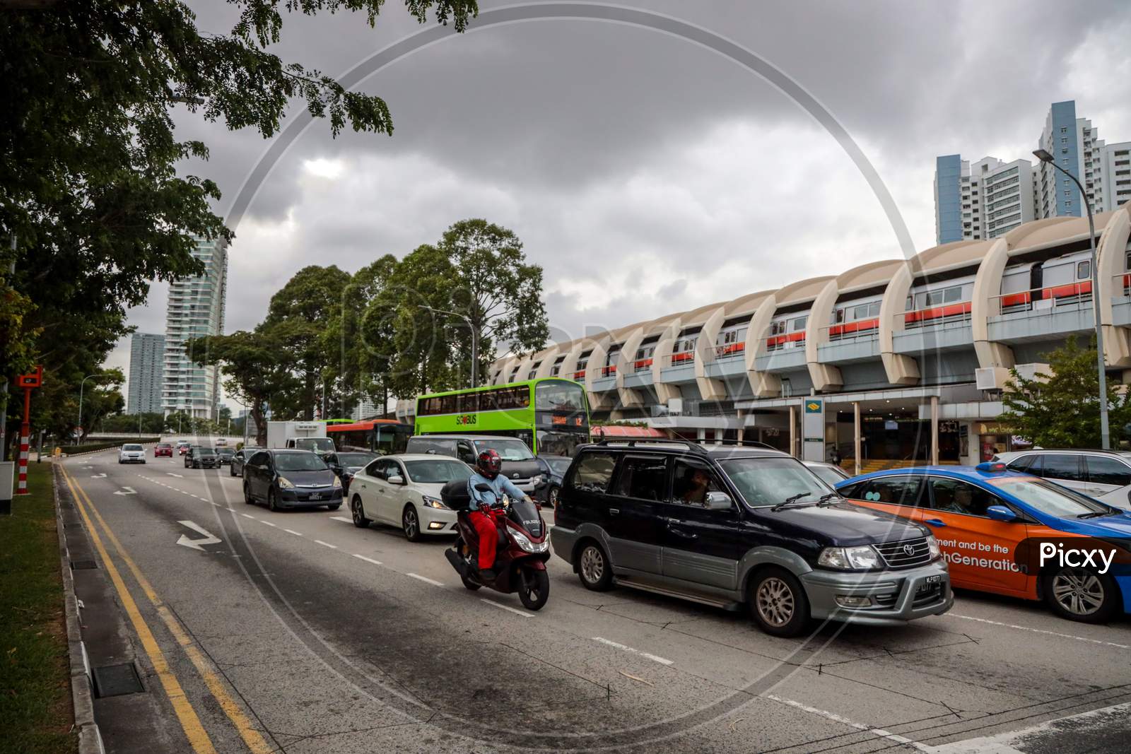 Commuting Vehicles on Roads At Kallang, Singapore