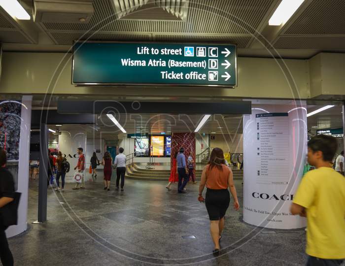 Direction Boards in a Subway In Singapore