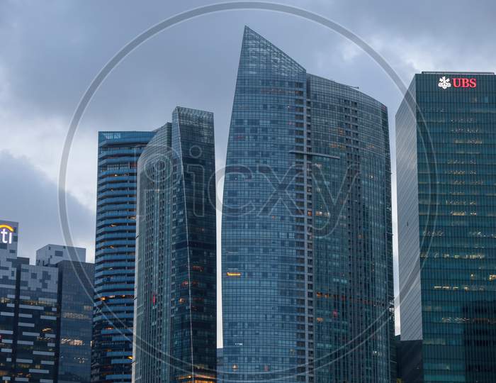 Citi Bank And UBS Bank Corporate Buildings At Marina Bay ,  Singapore