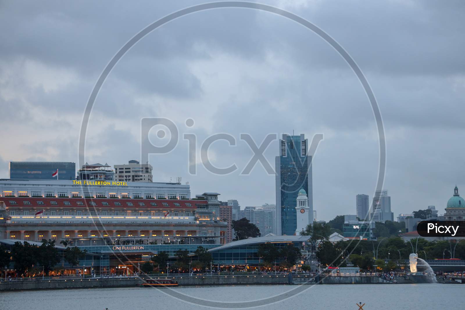 View Of Marina Bay Sands With Corporate Building Facade In Singapore