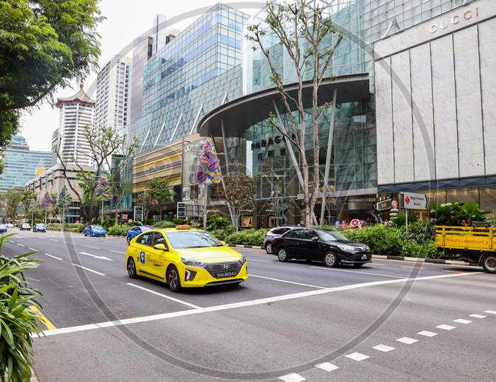 Cabs On Singapore City Roads