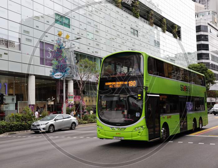 Double Decker Buses In Singapore City