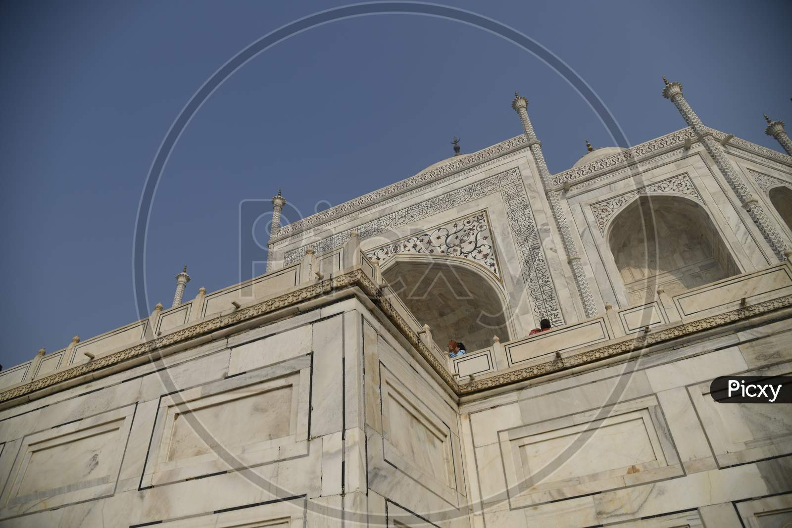 Architectural View Of Taj Mahal  With Walls Build With White marble Stone