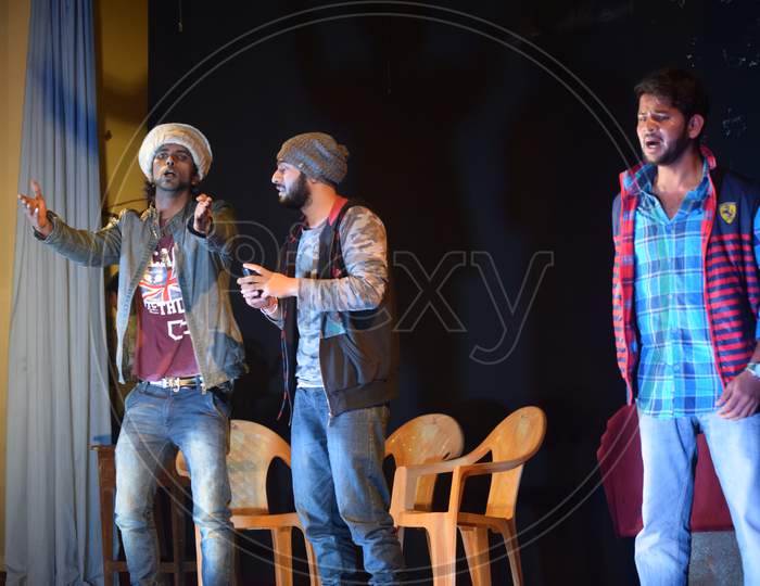 Arts College Students  Performing Skit Or Stage Show During an College Event  On Burning Issues In India