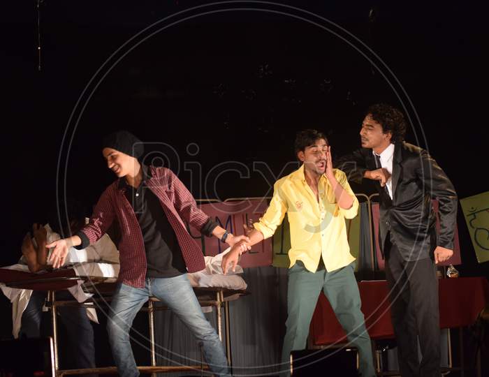 Students Performing Skit Or Stage Show During an College Event