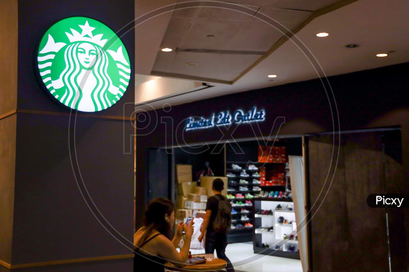 Starbucks Restaurant With Logo