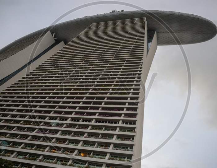 Canopy Of Sky Park Building  Facade Over Sky At Marina Bay, Singapore