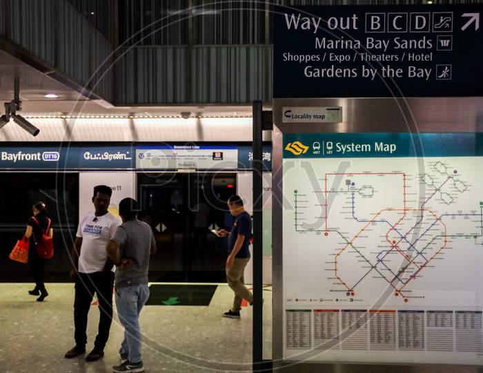 Maps At Marina Bay Metro Station , Singapore