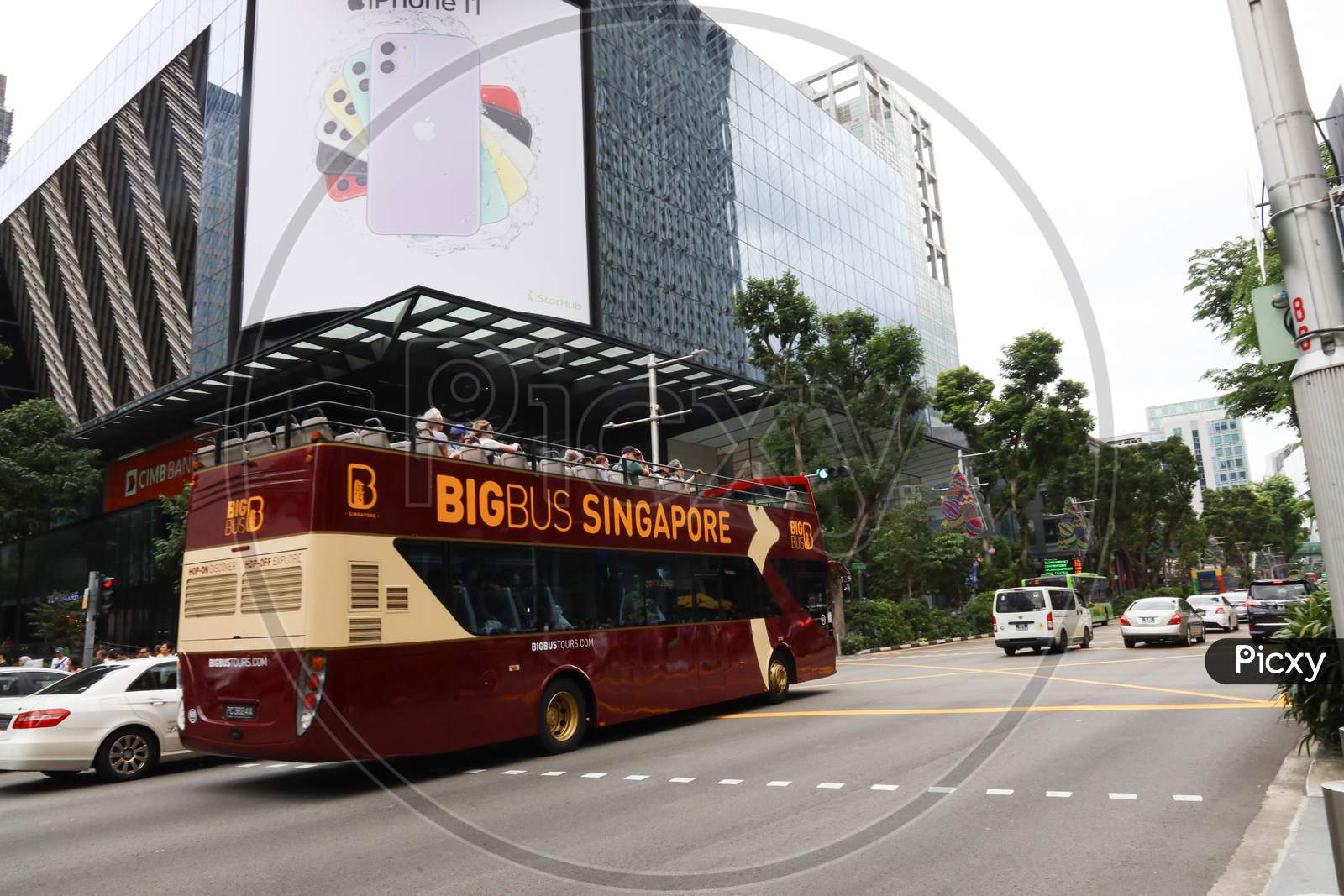 Double Decker Bus Or Singapore Big Bus Service On Singapore City Roads