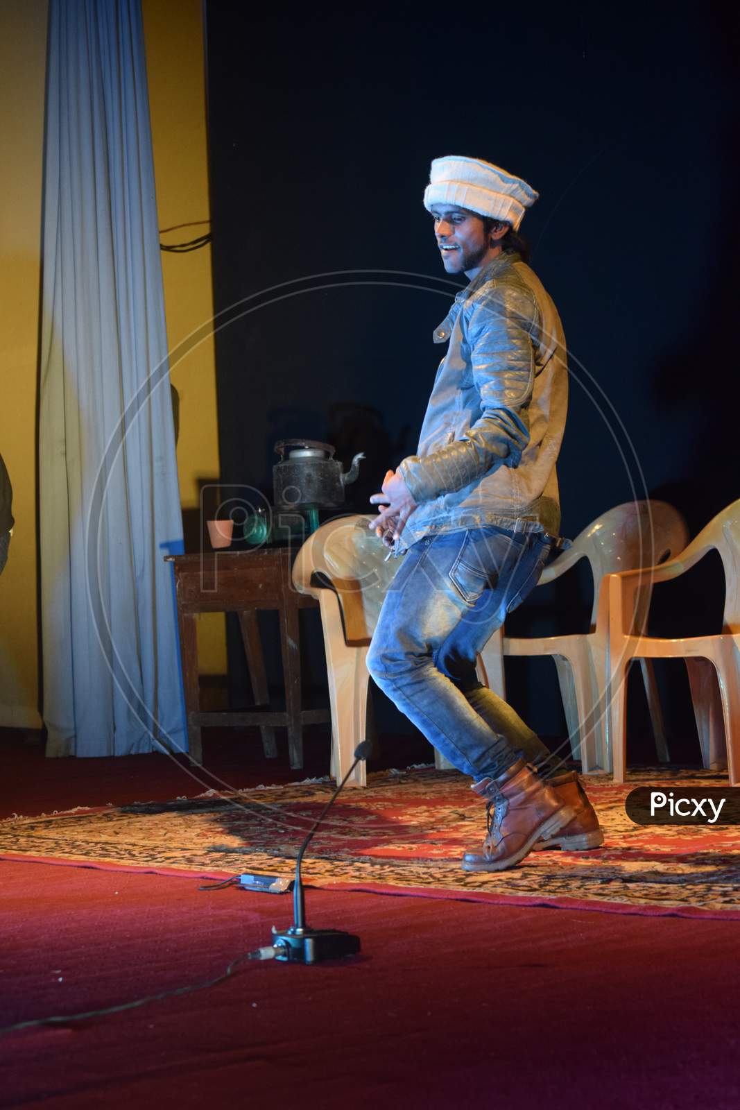 Arts College Students  Performing Skit Or Stage Show During an College Event  On Burning Issues In India