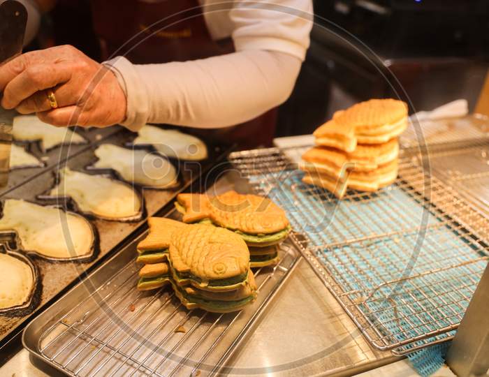 Freshly Baking Fish Shaped Cookies in Singapore
