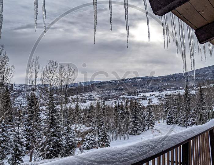 Icicles in a airbnb in Apen Colorado 