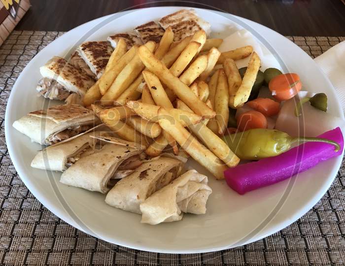 Shawarma and French Fries- Middle Eastern Shawarma
