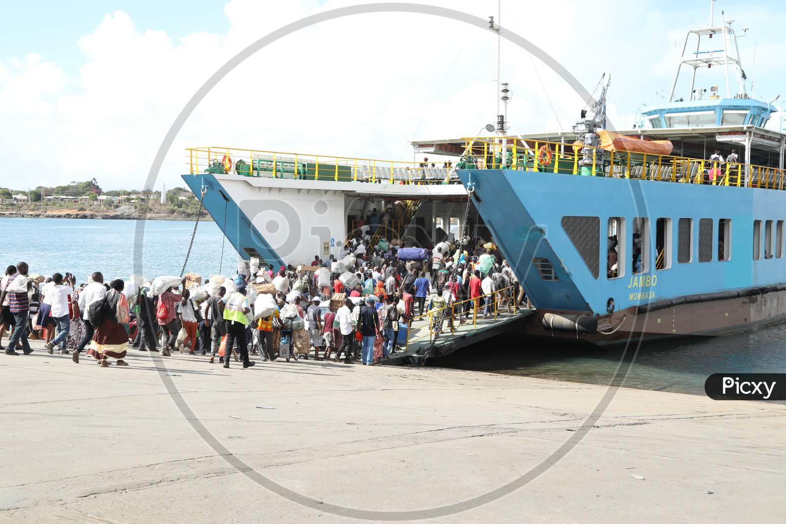 Passengers on-boarding into the Kenya Ship