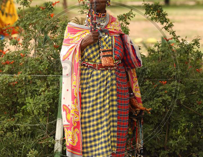A Tribal Woman selling handcrafted accessories