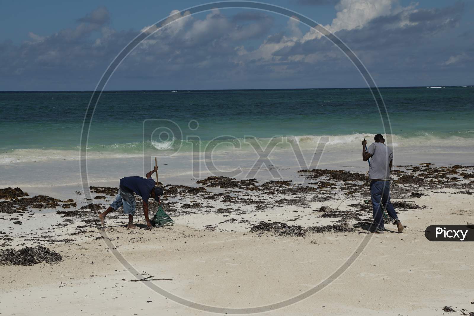 Shore cleaners in Kenya by the beach
