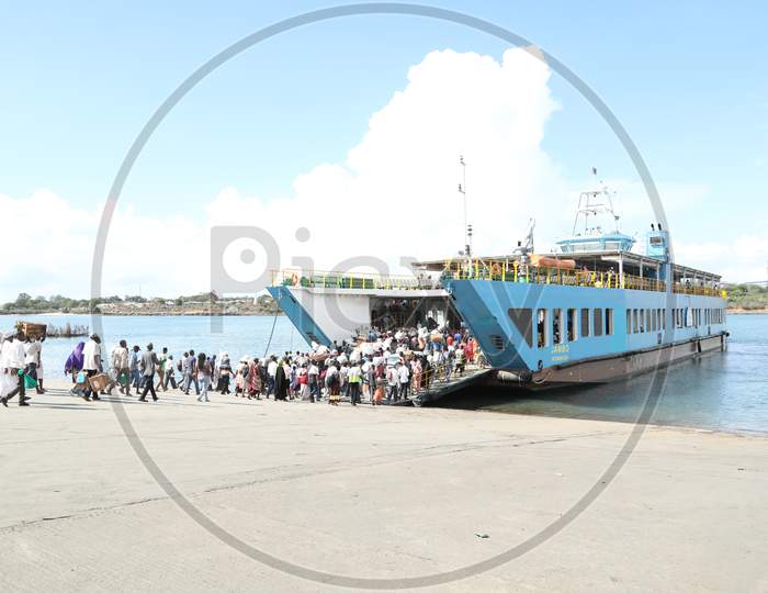 A Kenya Ferry Ship with passengers