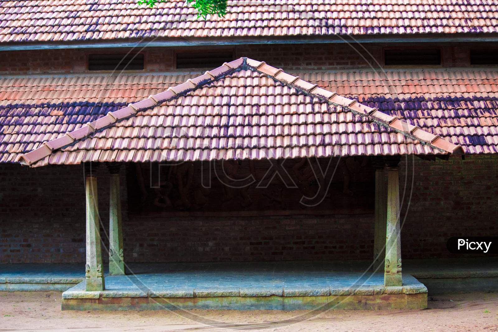 Old Tile Roofed Huts in Indian Villages