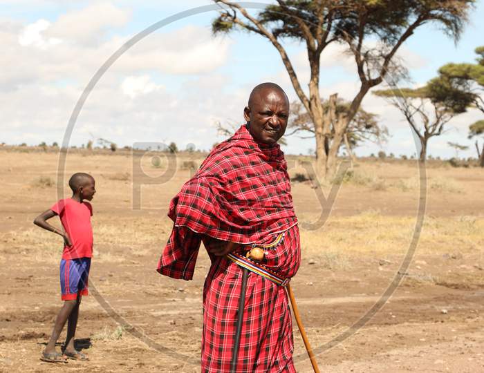 Maasai Tribal People  In Masai Mara National Conservancy , Kenya