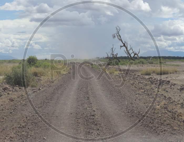 An Empty rural road in Kenya